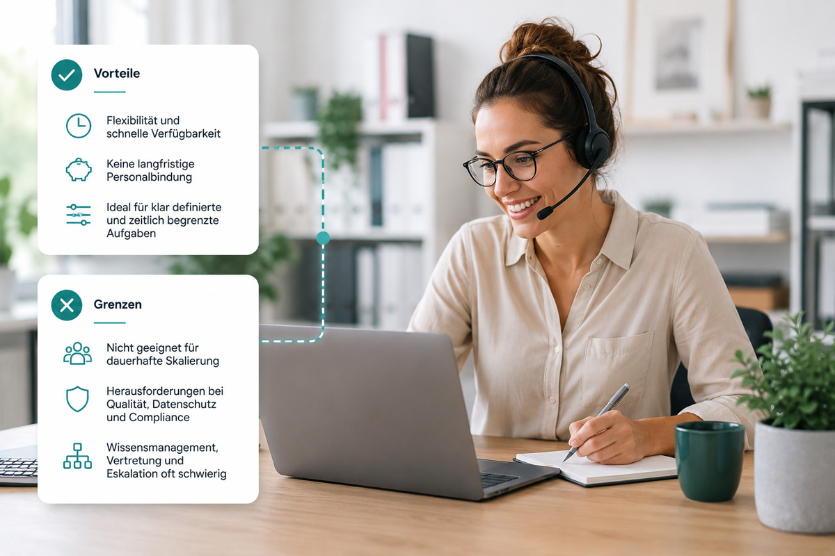 Freelancer im Kundenservice bei der Arbeit im modernen B&uuml;ro