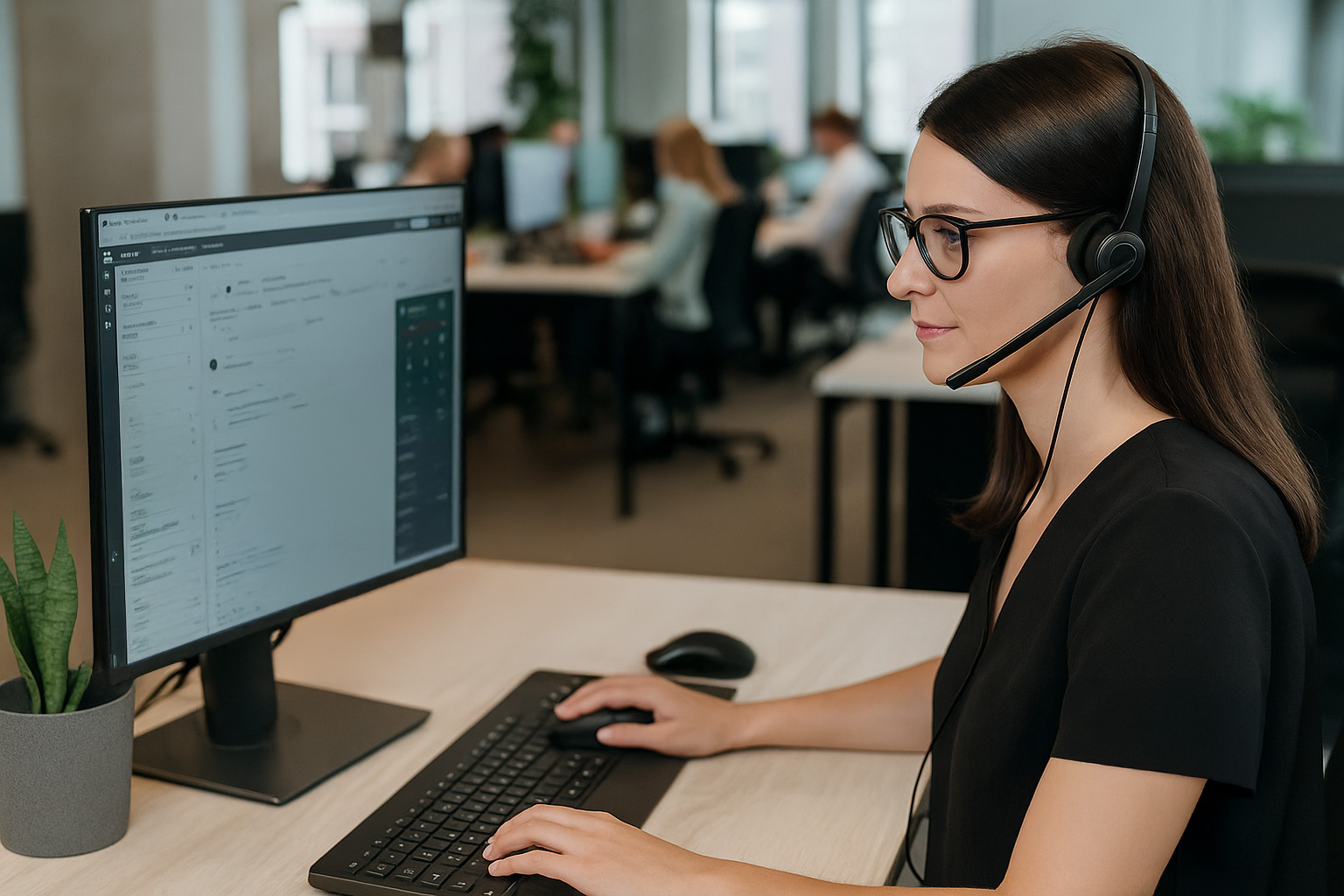 Mitarbeiterin arbeitet im Rahmen des Onboardings