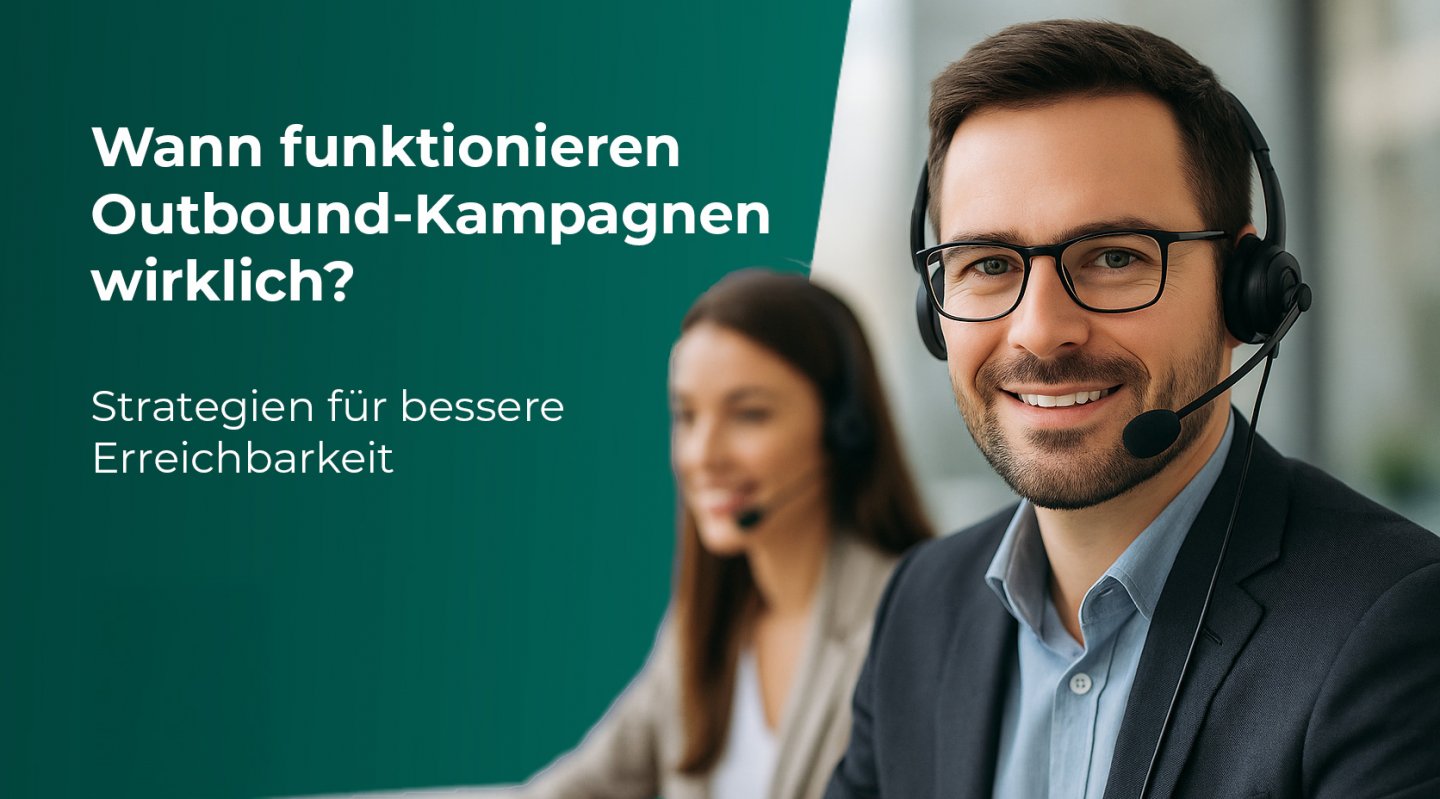 Mann mit Headset und Brille bei Outbound-Kampagnen