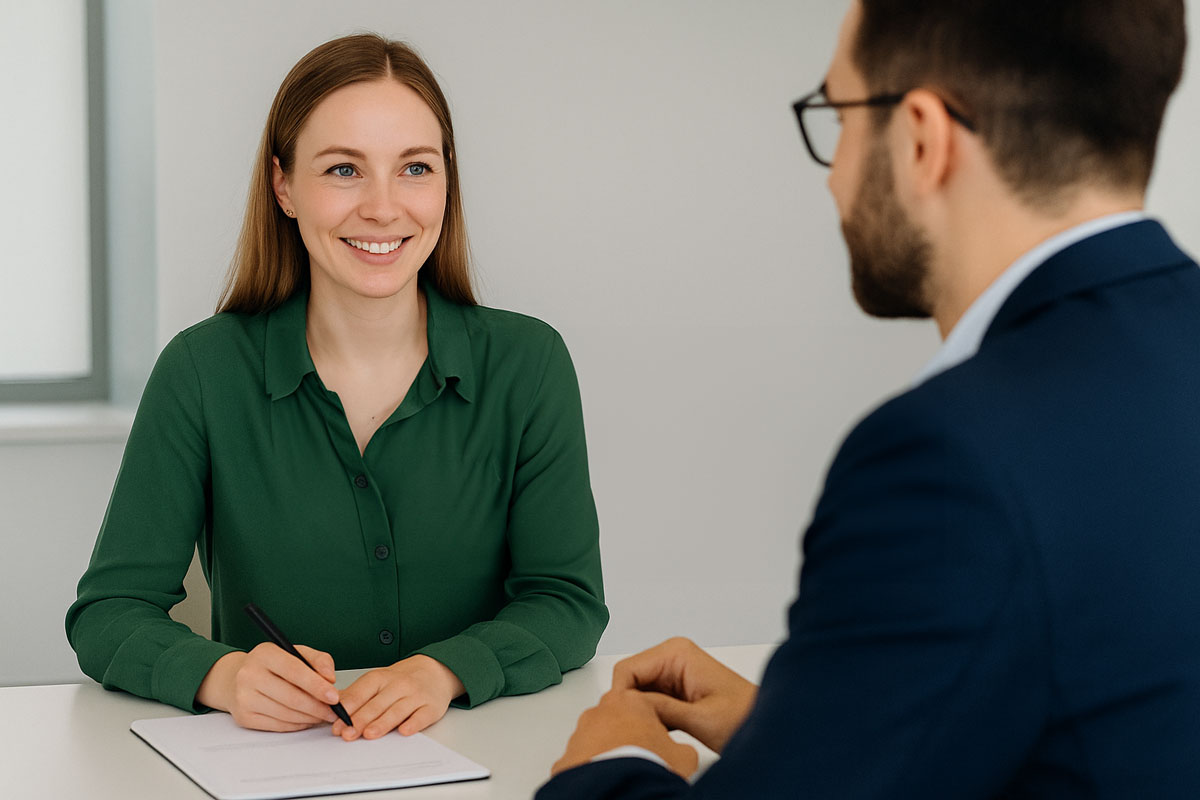 Recruiting-Gespr&auml;ch im modernen B&uuml;ro bei GR&Uuml;N smiles