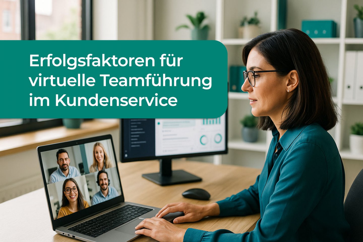 Virtuelle Teamführung im Kundenservice mit Remote-Team im Videomeeting